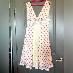 ANOUK GREWAL vintage polka dot dress ruffle crochet size small